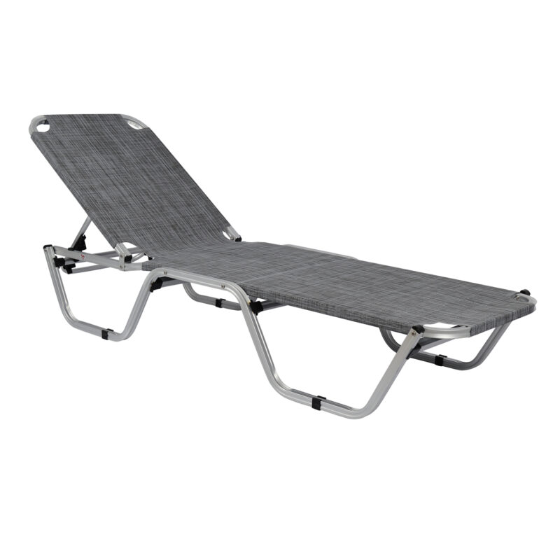 Шезлонг, HM5071.10, Сив, Алуминий, 60х195х30см.