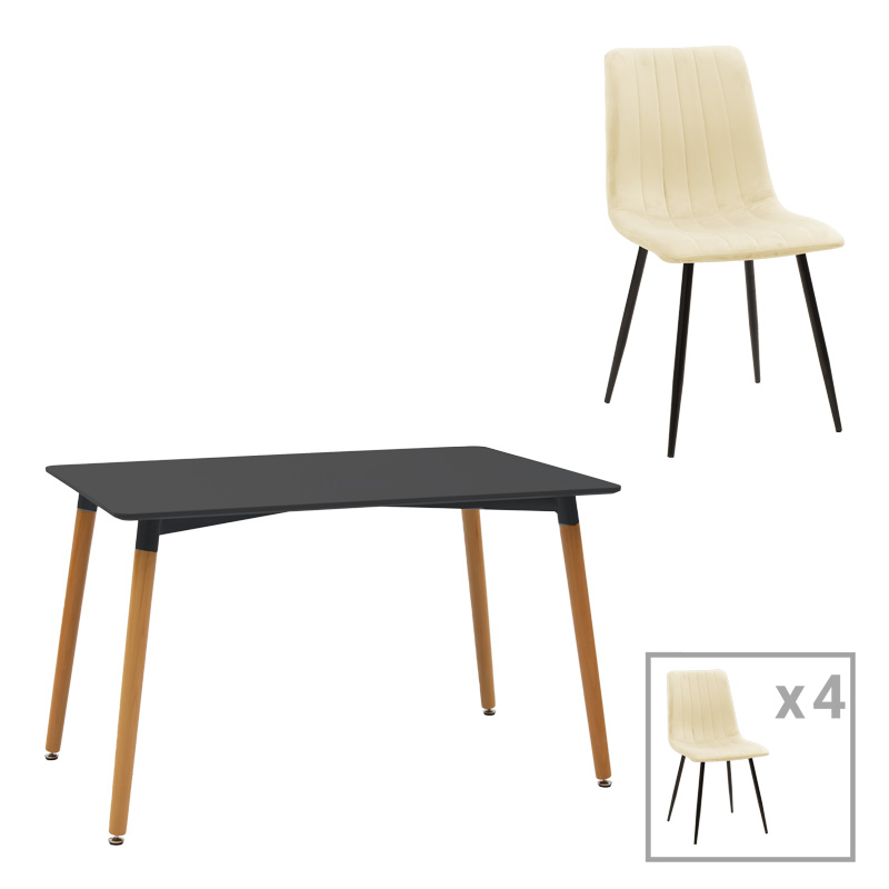 Трапезен комплект, Natali-Noor, Бежов, Мдф 120х80х76см.