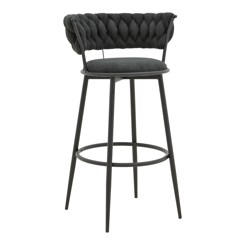 Бар стол, Alkia I, Черен, Текстил, 50х56х95см.