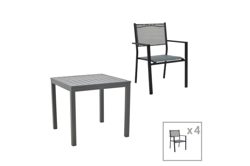 Градински комплект, Moly, Антрацит, Алуминий, 80х80х74см.