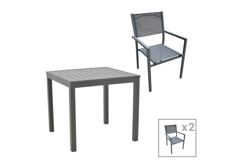 Градински комплект, Kliton, Антрацит, Алуминий, 80х80х74см.