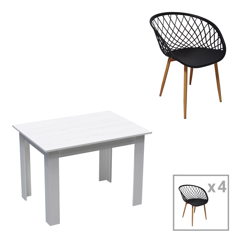 Трапезен комплект, Manka-Parker, Бял, Пдч, 110х80х77см.