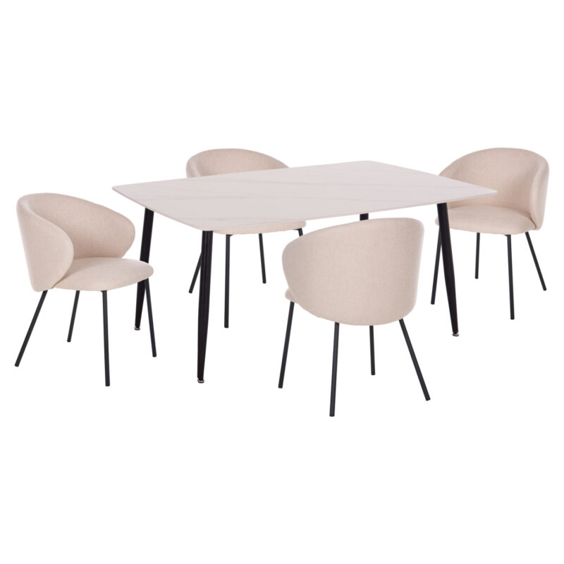 Трапезен комплект, RAVEN, Бял, Текстил