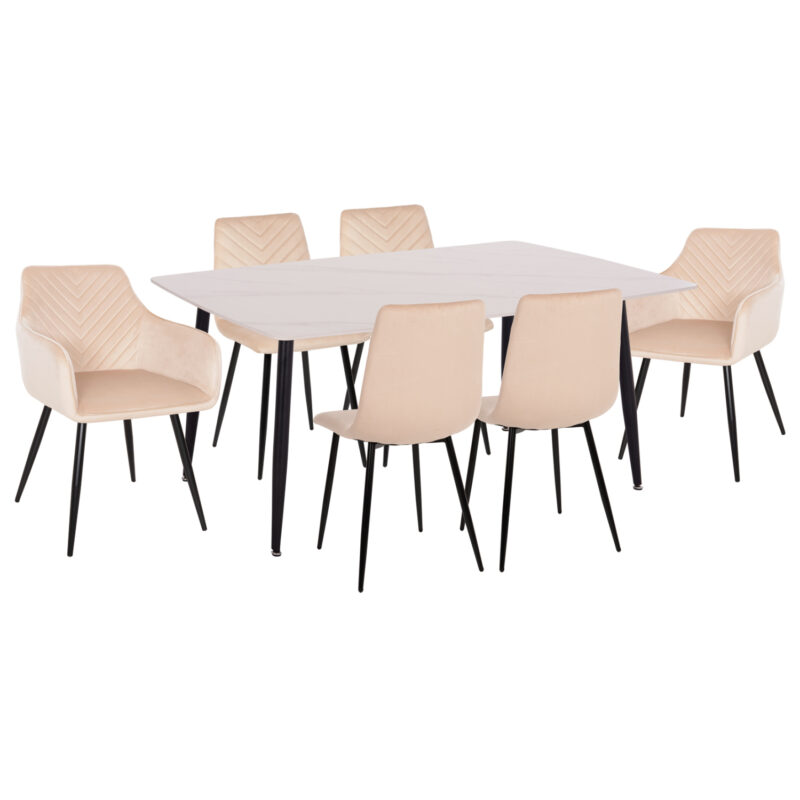 Трапезен комплект, RAVEN HM21070.01, Екрю, Кадифе