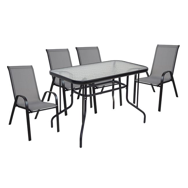 Градински комплект, Ε-00026559, Сив, Метал, 110х6055х74см.