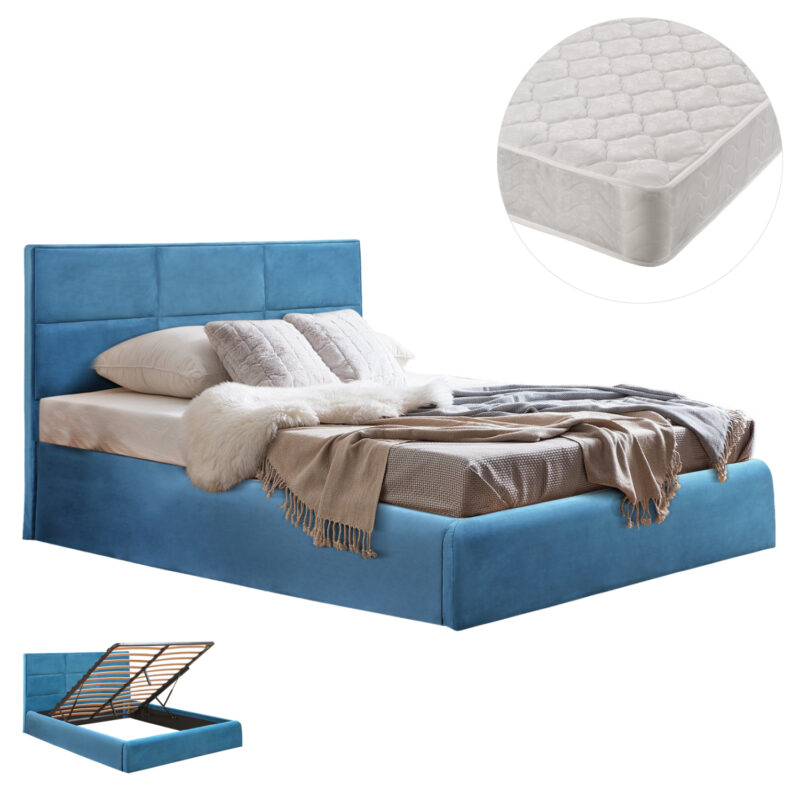 Легло, Briley, Син, Кадифе, 160х200см.