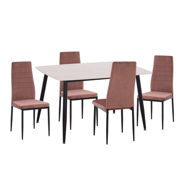 Трапезен комплект, RAVEN, Розов, Кадифе