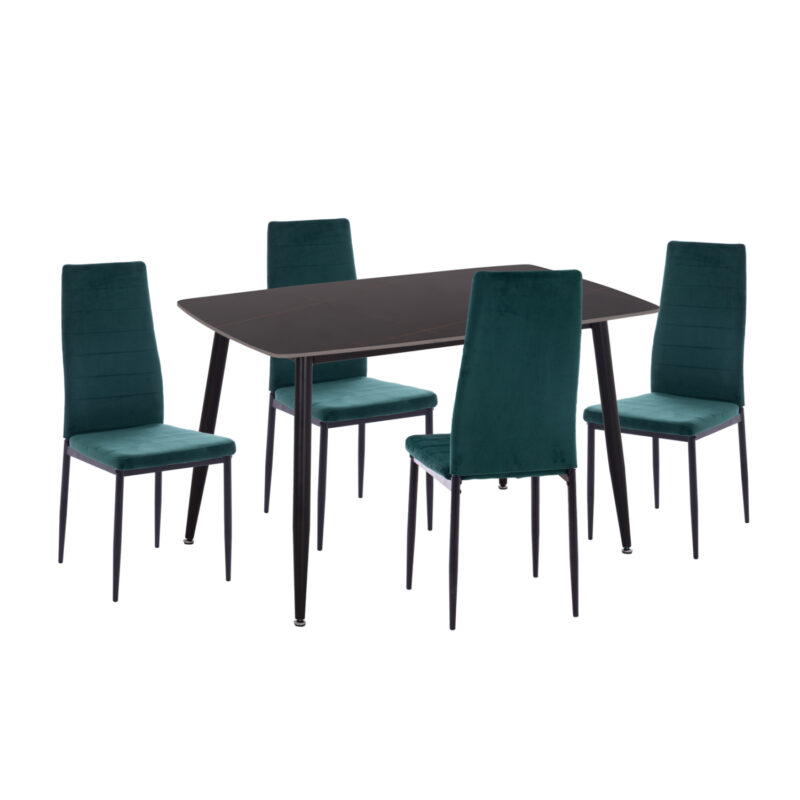 Трапезен комплект, DINING SET, Зелен, Кадифе