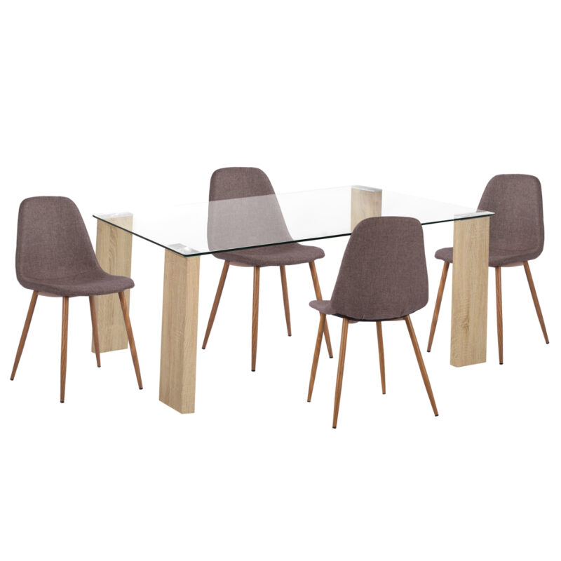 Трапезен комплект, LEOMOR, Кафяв, Текстил, 44х40х92см.