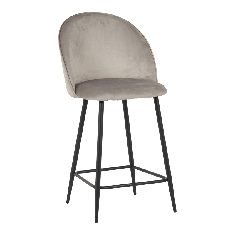 Бар стол, Perch, Сив, Кадифе, 50х43х99см.