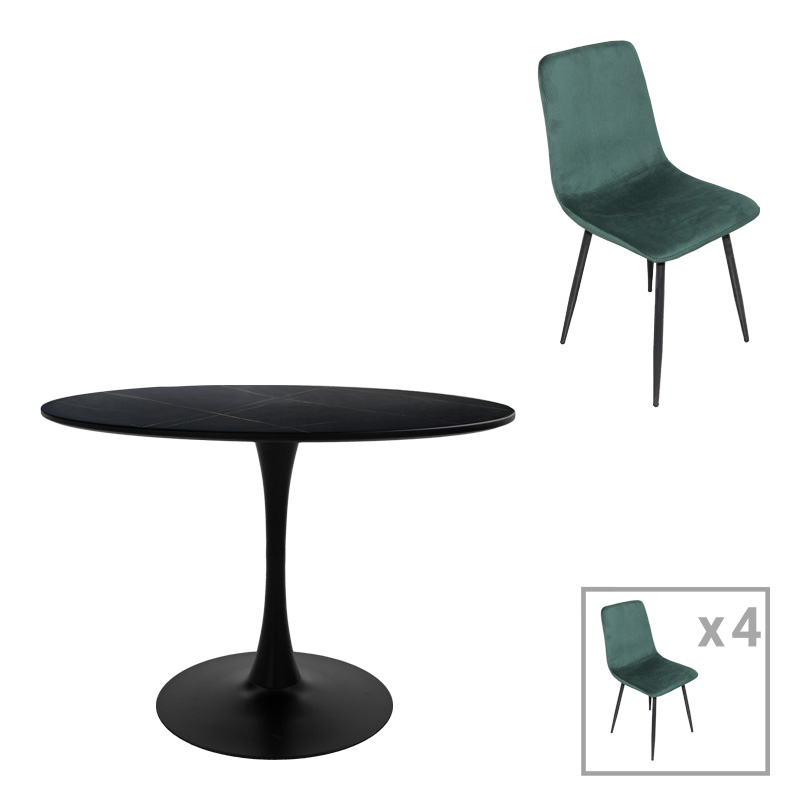 Трапезен комплект, Черен, Мдф, Balou-Grato, 120х73см.