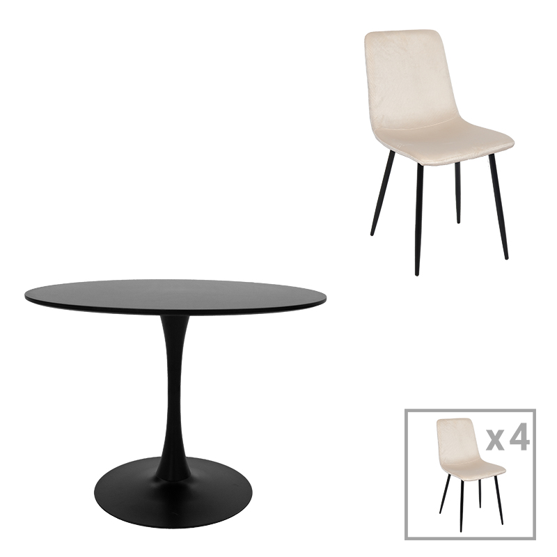 Трапезен комплект, Бежов, Пластмаса, Balou-Grato, 120х120х73см.