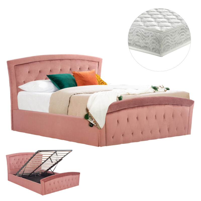 Легло, ODELIA, Розов, Кадифе, 160х200см.