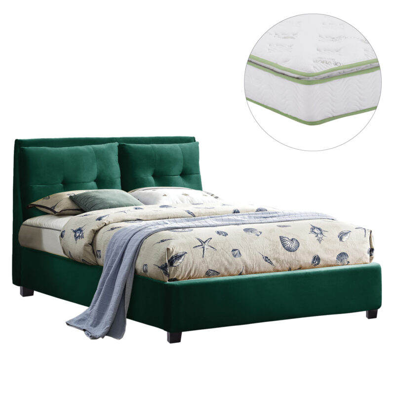 Легло, HM21284.06, Зелен, Кадифе, 160х200см.