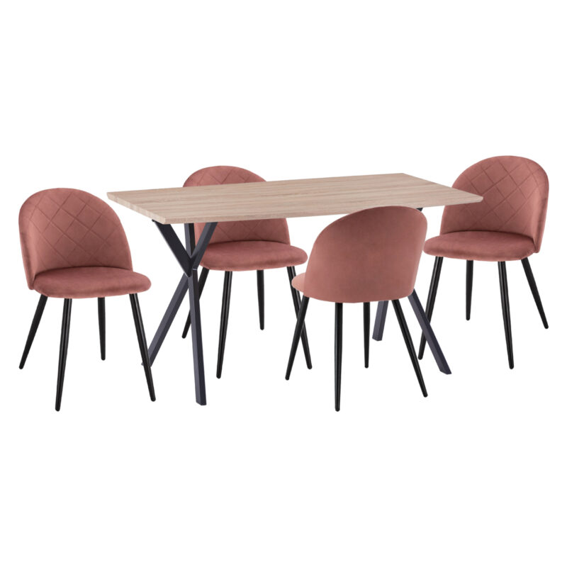 Трапезен комплект, ALARICK, Розов, Кадифе