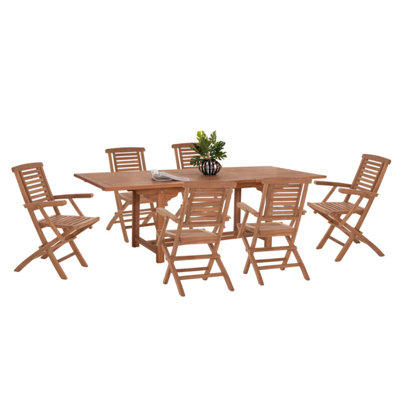 Градински комплект, CRANDER, Натурален, Дърво