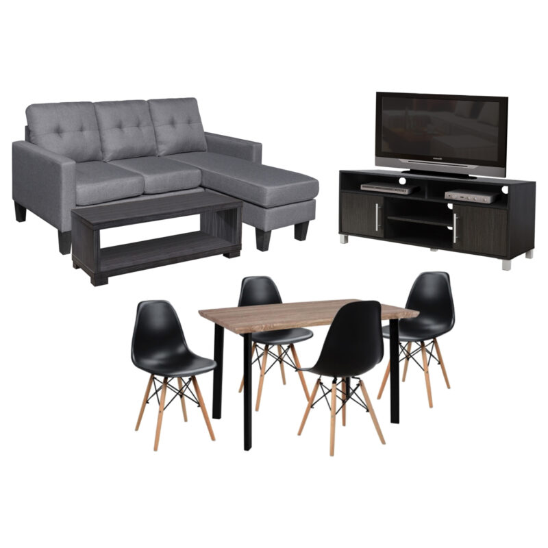 Комплект, HM21294, Сив, Текстил