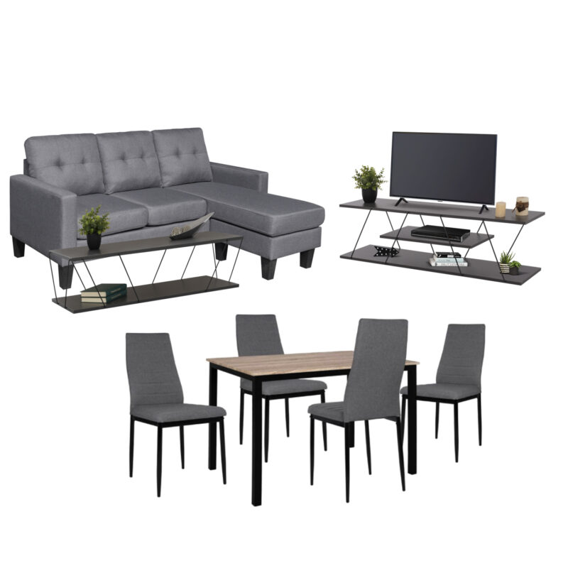 Комплект, HM21296, Сив, Текстил