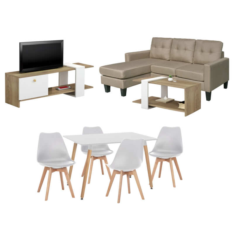 Комплект, HM21298, Бял, Мдф