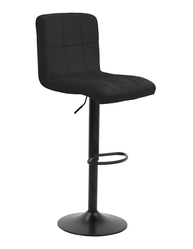 Бар стол О292-000116, регулируем по височина, от черен велур с черна матова основа, 44x44x112 см.