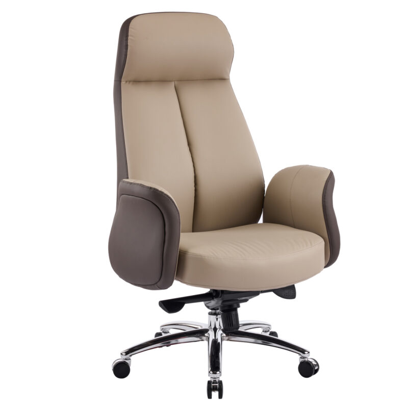 Офис стол, DRAMON, Бежов, Изкуствена кожа, 66х70х132см.