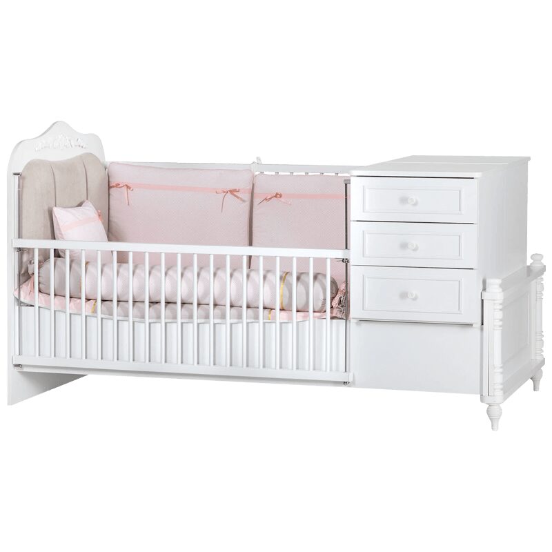 Бебешка кошара и детско легло 2в1 NIL 80 х 180 см – бяла