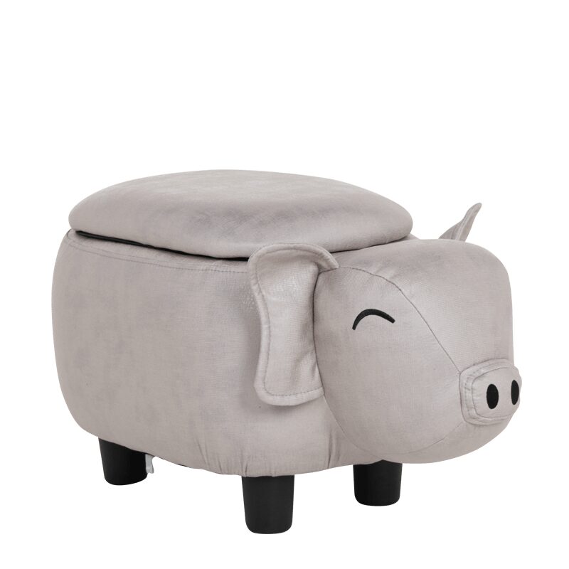 Детска табуретка с ракла – сиво прасе