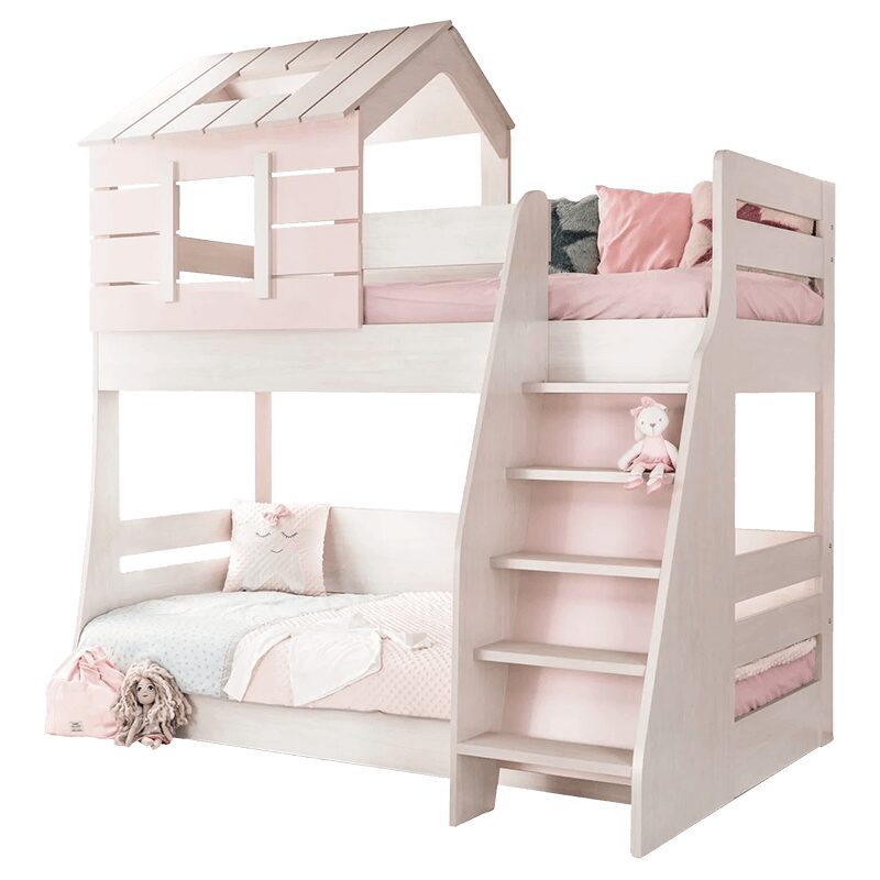 Двуетажно детско легло PINK HOUSE – дясно