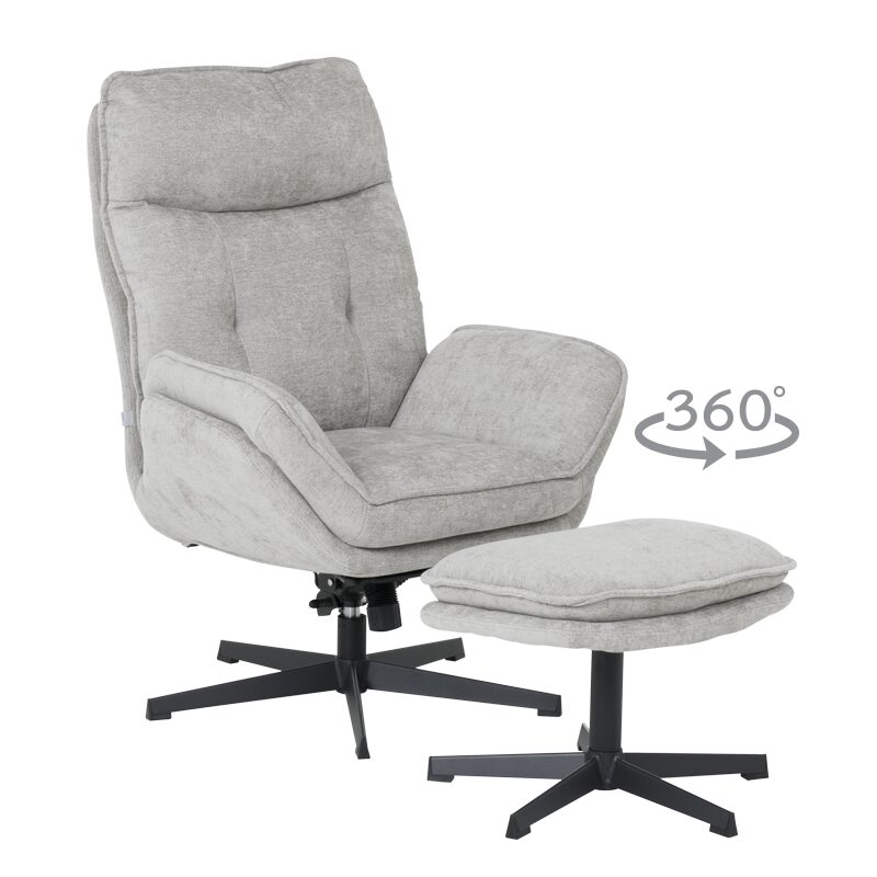 Кресло с табуретка ANDREA – светлосиво