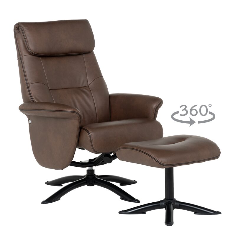 Кресло с табуретка EMA – кафяво