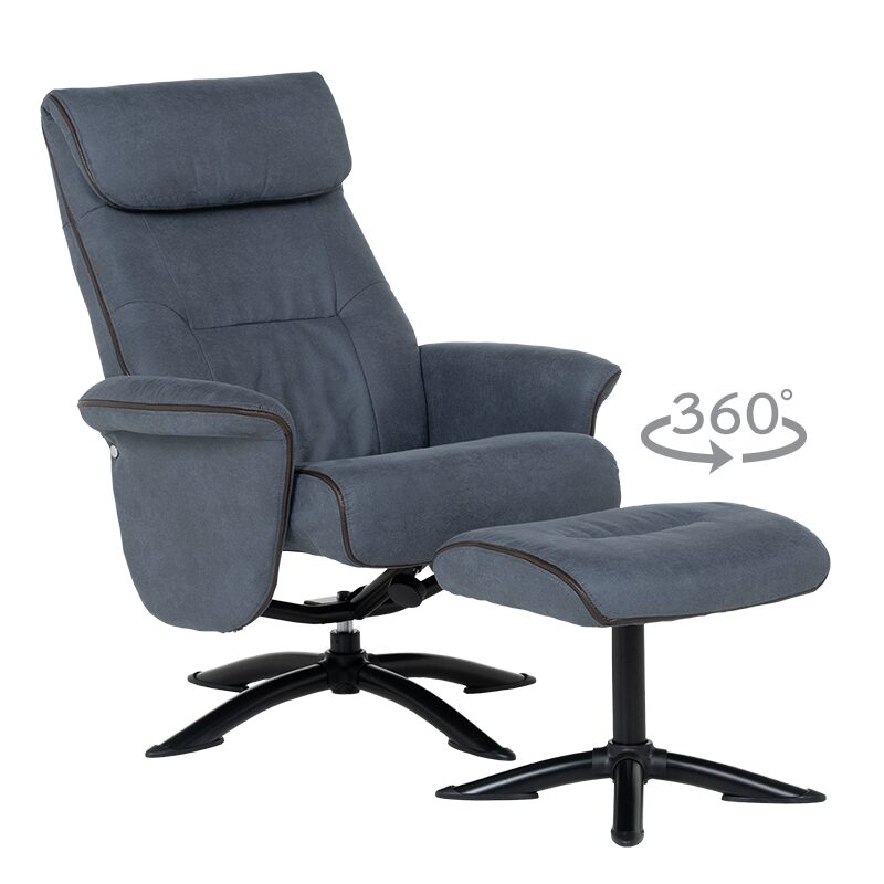 Кресло с табуретка EMA – синьо