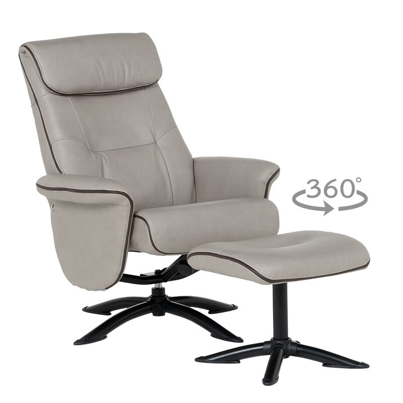 Кресло с табуретка EMA – светлосиво