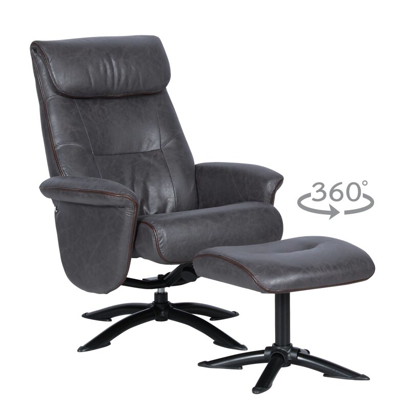 Кресло с табуретка EMA – тъмносиво