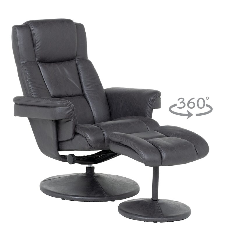 Кресло с табуретка JACKY – тъмносив