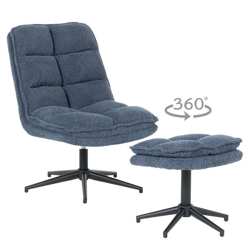 Кресло с табуретка JANET – синьо