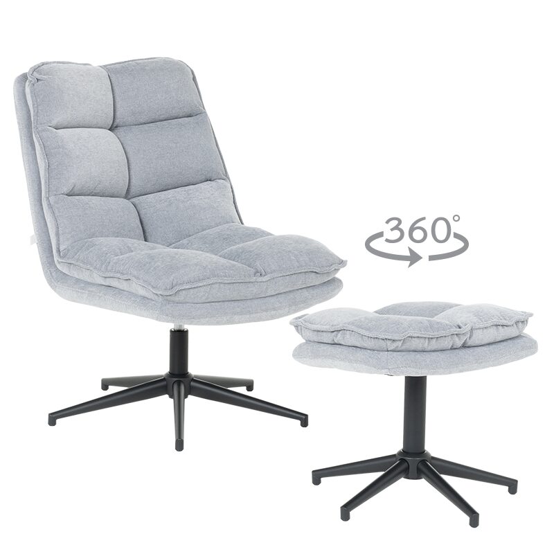 Кресло с табуретка JANET – светлосиво