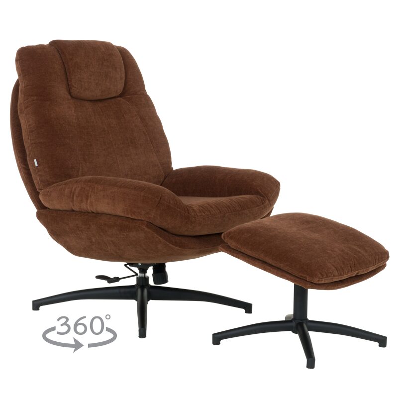 Кресло с табуретка PORTO – кафяво