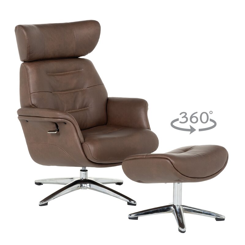 Кресло с табуретка TEDY – кафяво