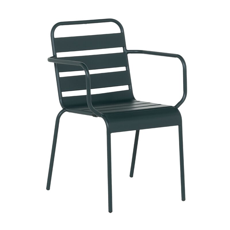 Метален градински стол INISA – тъмнозелен