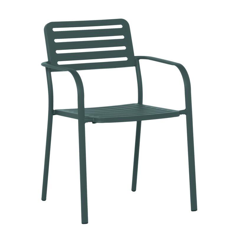 Метален градински стол WASE – тъмнозелен