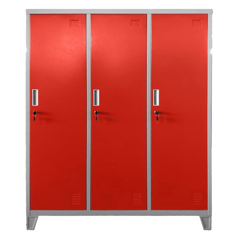 Метален шкаф CR-1604-3 JZ – сив / червен