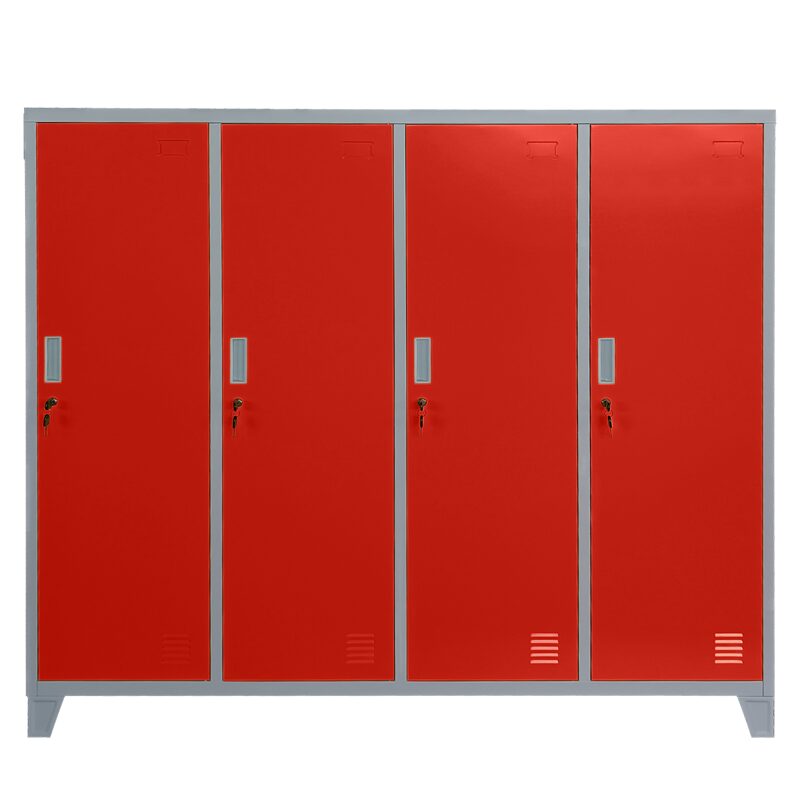 Метален шкаф CR-1604-4 JZ – сив / червен