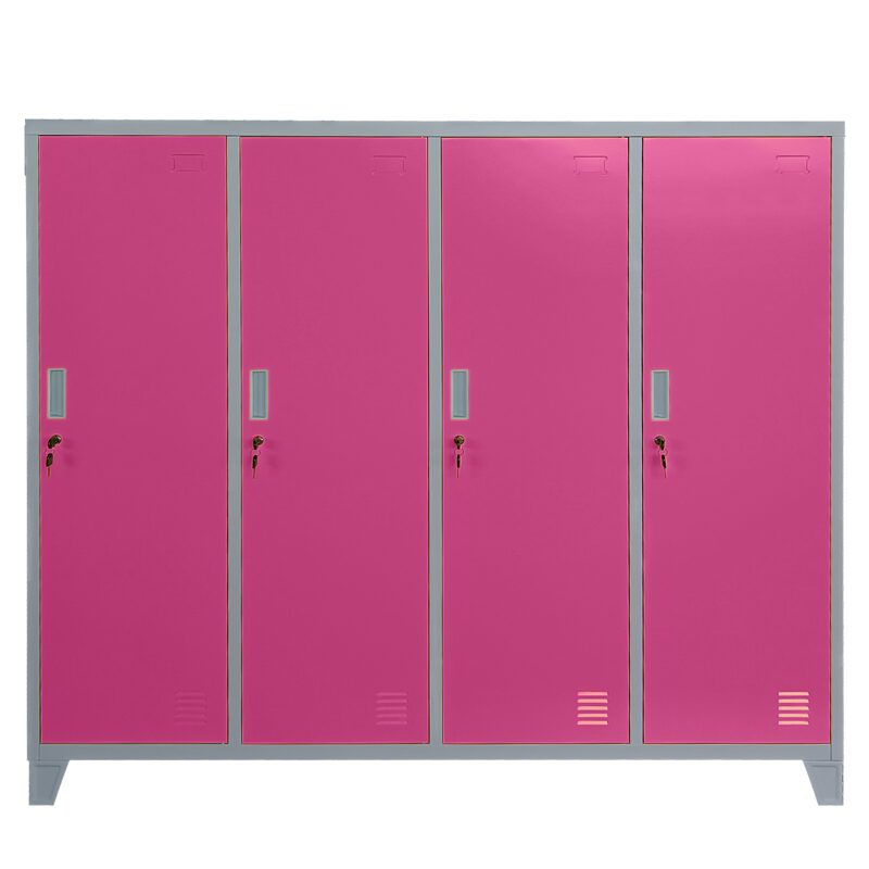 Метален шкаф CR-1604-4 JZ – сив / розов