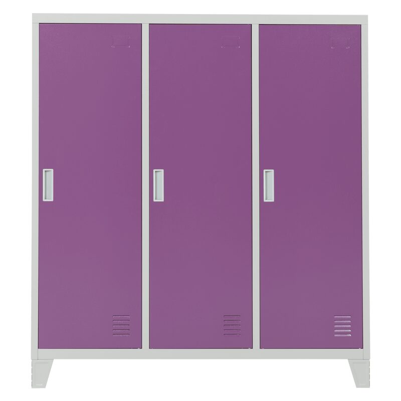 Метален шкаф CR-1605-3 JZ – сив / светлолилав
