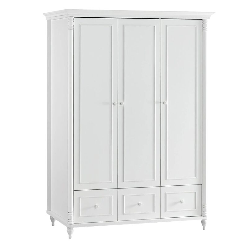 Трикрилен детски гардероб с чекмеджета NIL – бял