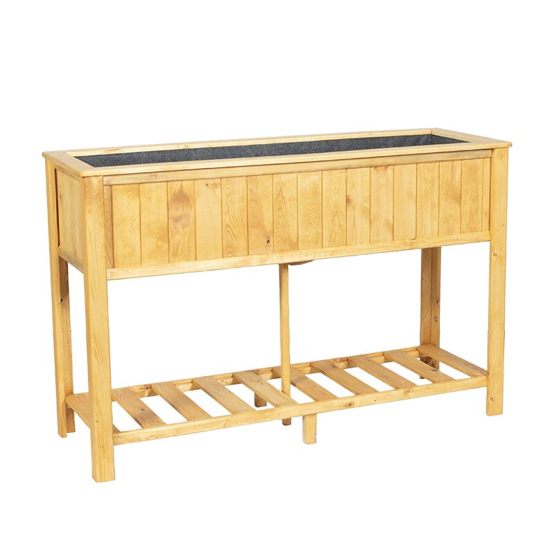 Повдигната дървена кашпа с рафт 2 – 120х50х86 см