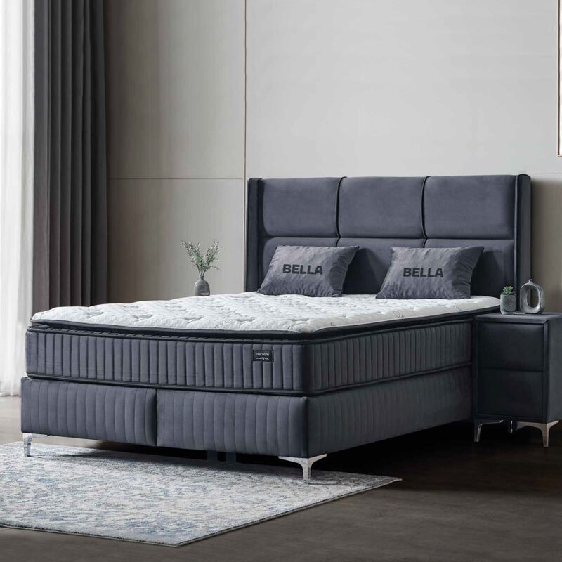 Тапицирана спалня с матрак BELLA 160 х 200 – графит 29