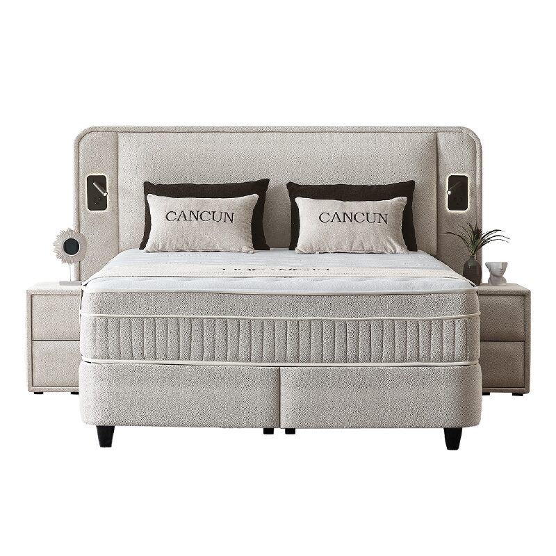 Тапицирана спалня с матрак CANCUN 180 х 200 – бежов 04