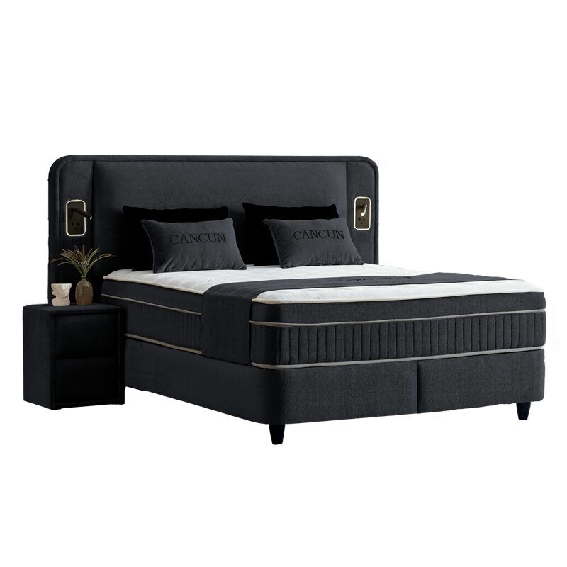 Тапицирана спалня с матрак CANCUN 180 х 200 – черен