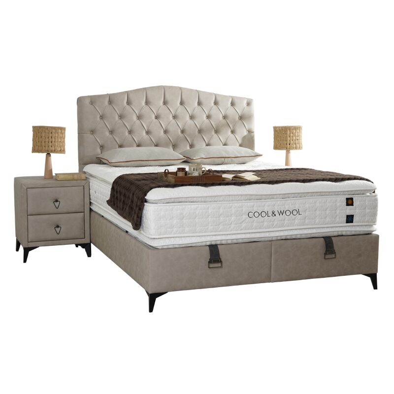 Тапицирана спалня с матрак COOL WOOL 180 х 200 – бежов 3